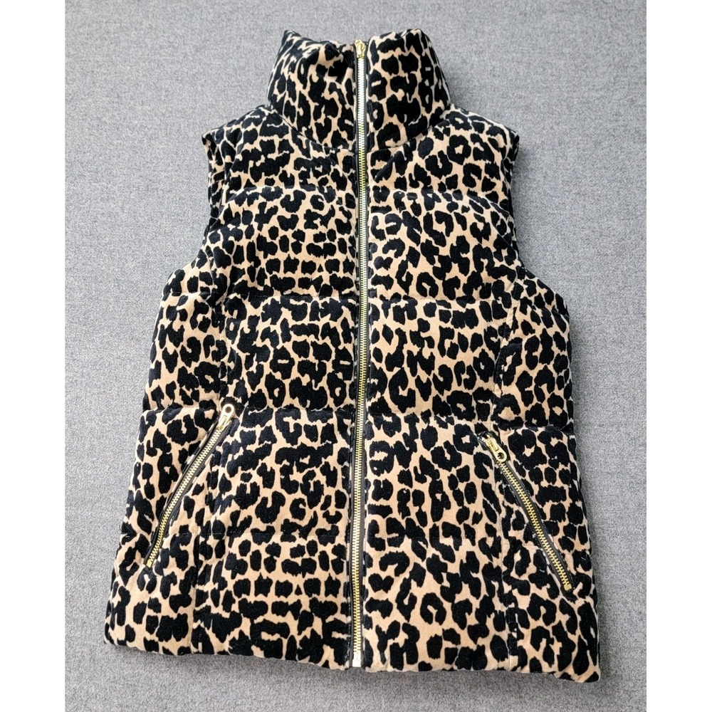 Juicy Couture Women's Puffer Vest XS Leopard Print‎ Zip Up Gold Hardware Y2K
